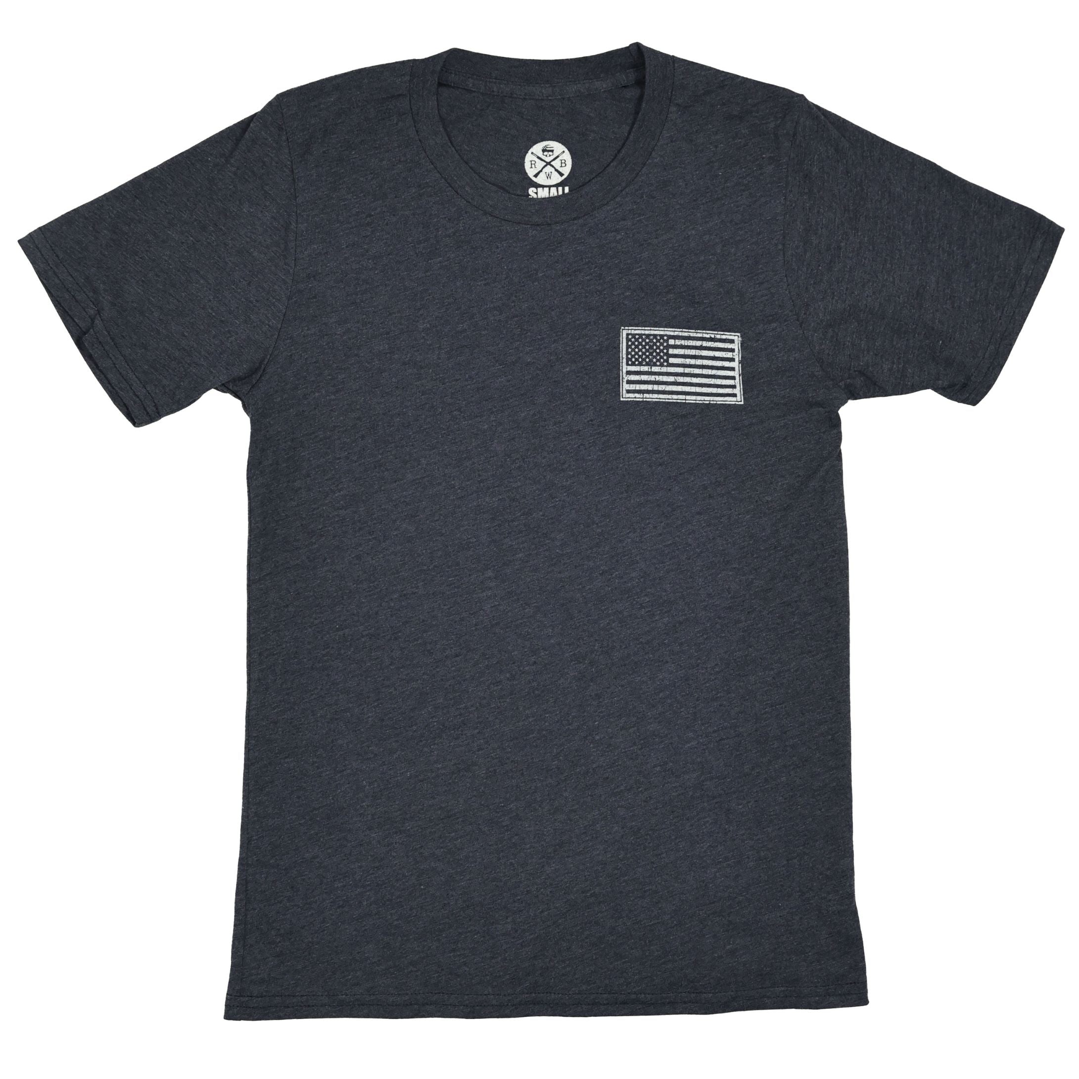 Everyday Basic Patriotic American Flag on Left Chest | Made in USA - navy