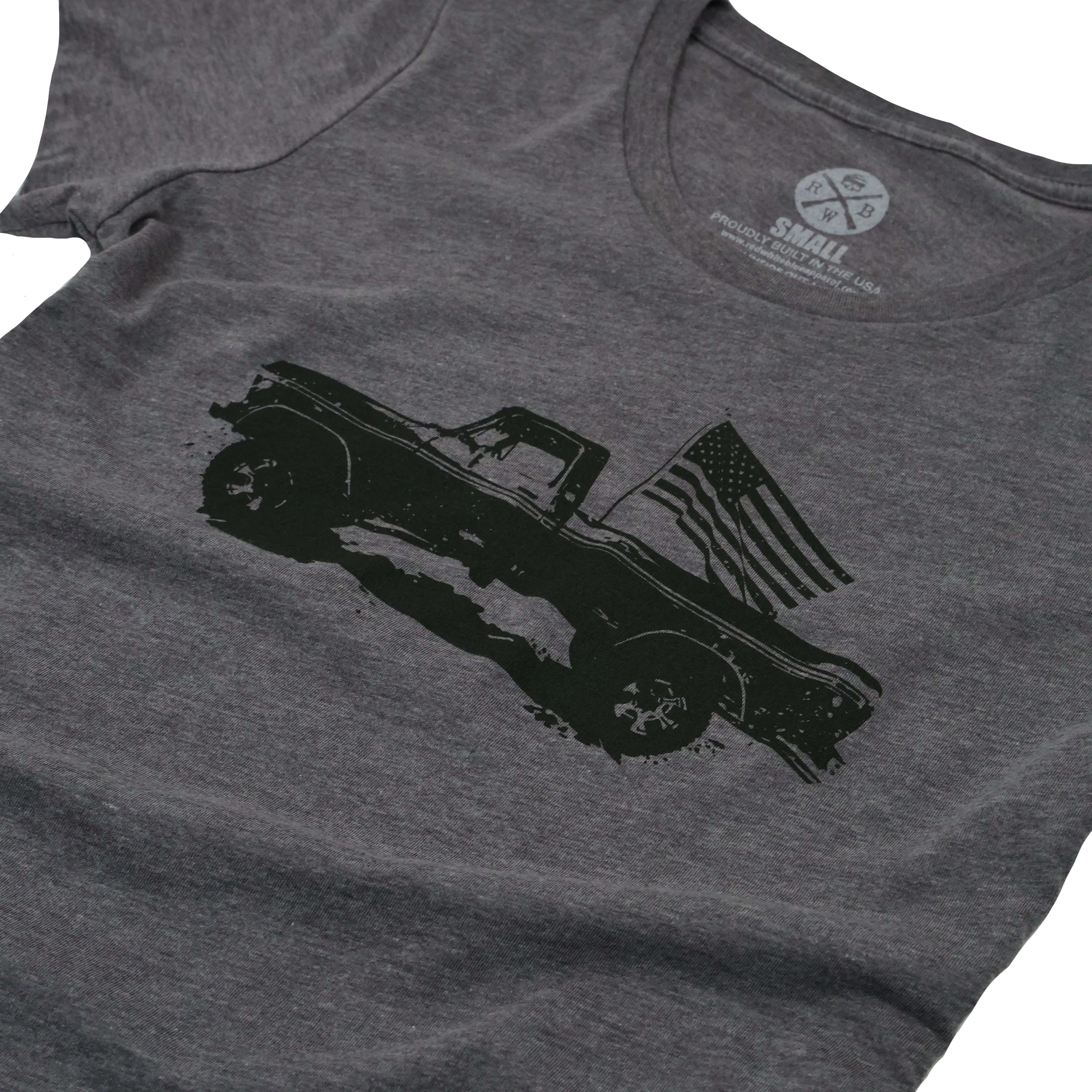 Women's Patriotic American Flag Classic Truck T-Shirt / Made in USA front