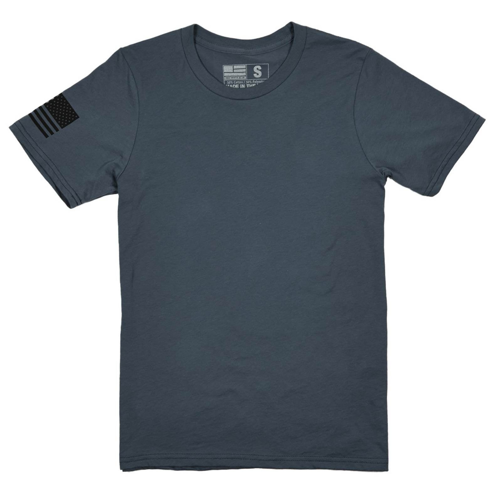 Everyday Patriotic American Flag on Sleeve T-Shirt | Made in USA Army Sea Blue