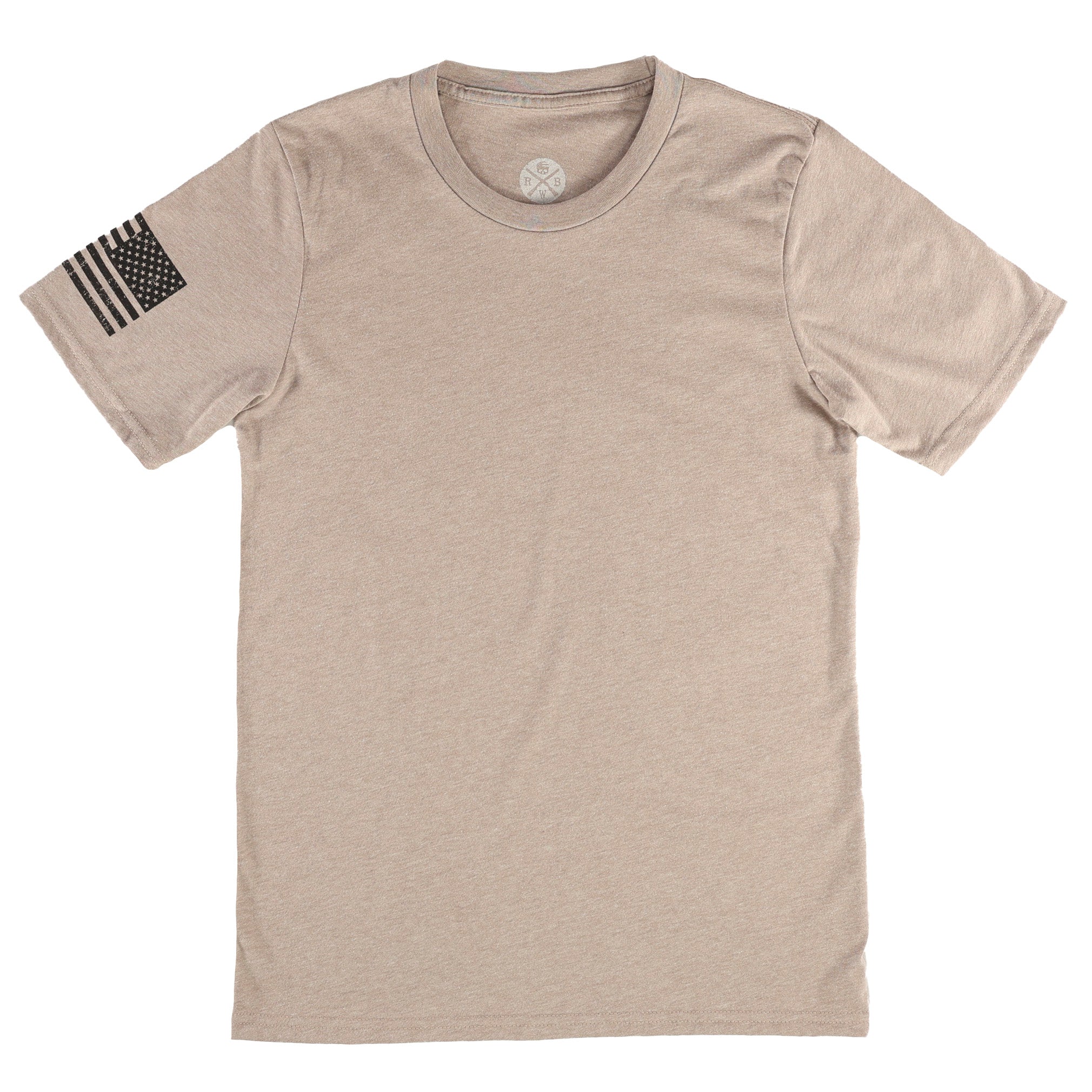 Everyday Patriotic American Flag on Sleeve T-Shirt | Made in USA Coyote