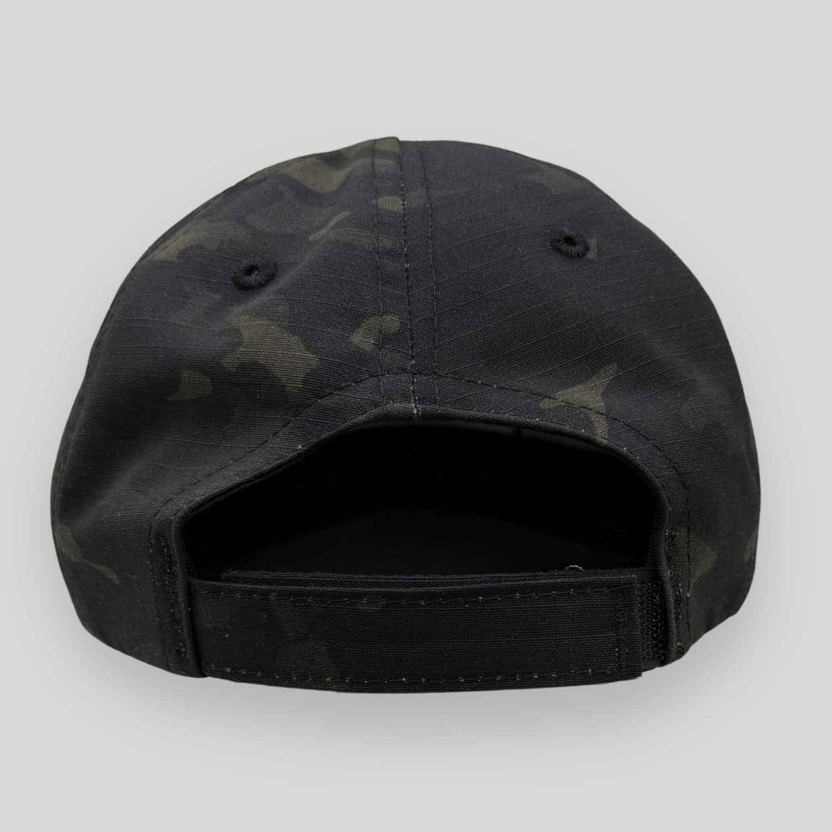 black multicam american flag camouflage hat showing the rear enclosure