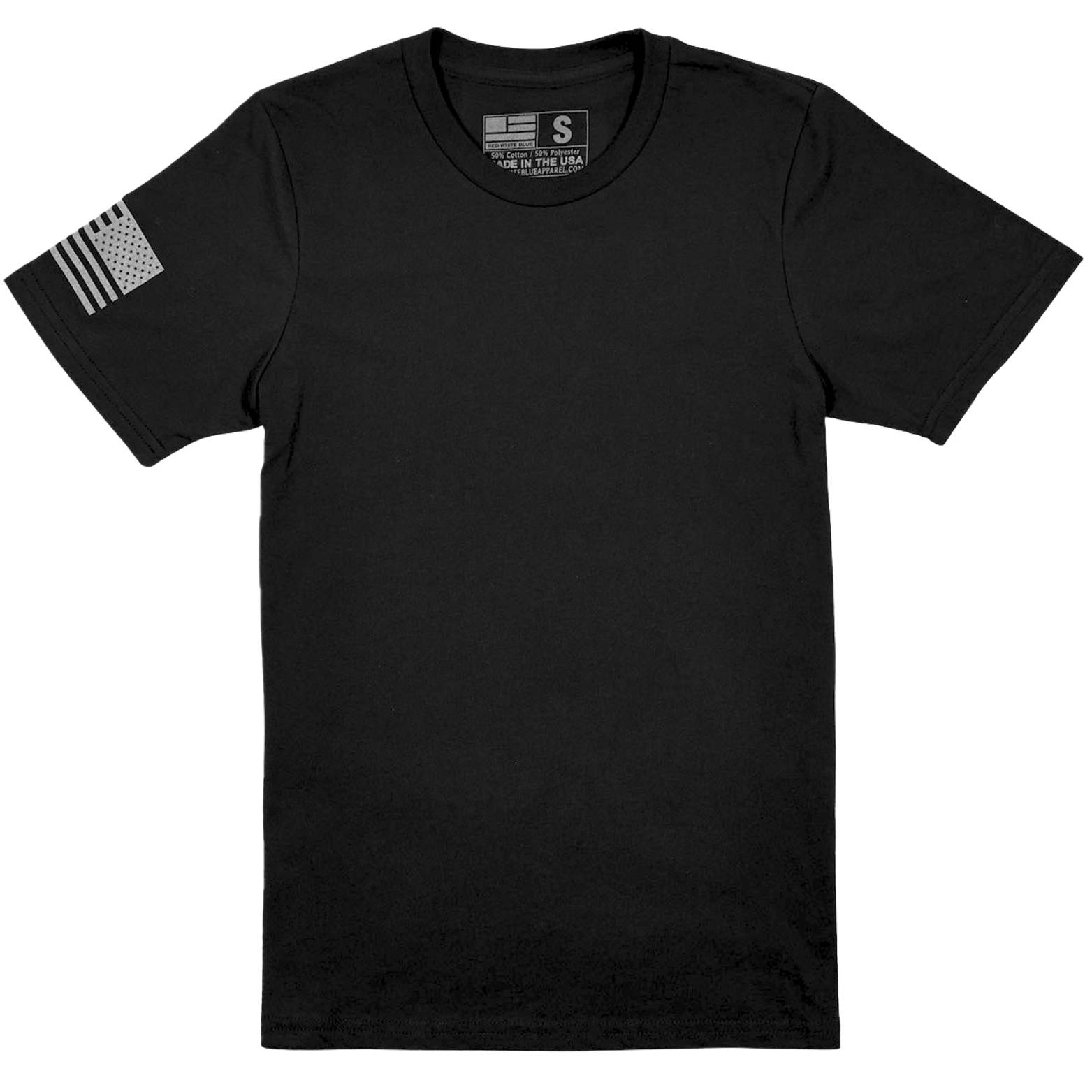 Everyday Patriotic American Flag on Sleeve T-Shirt | Made in USA Black