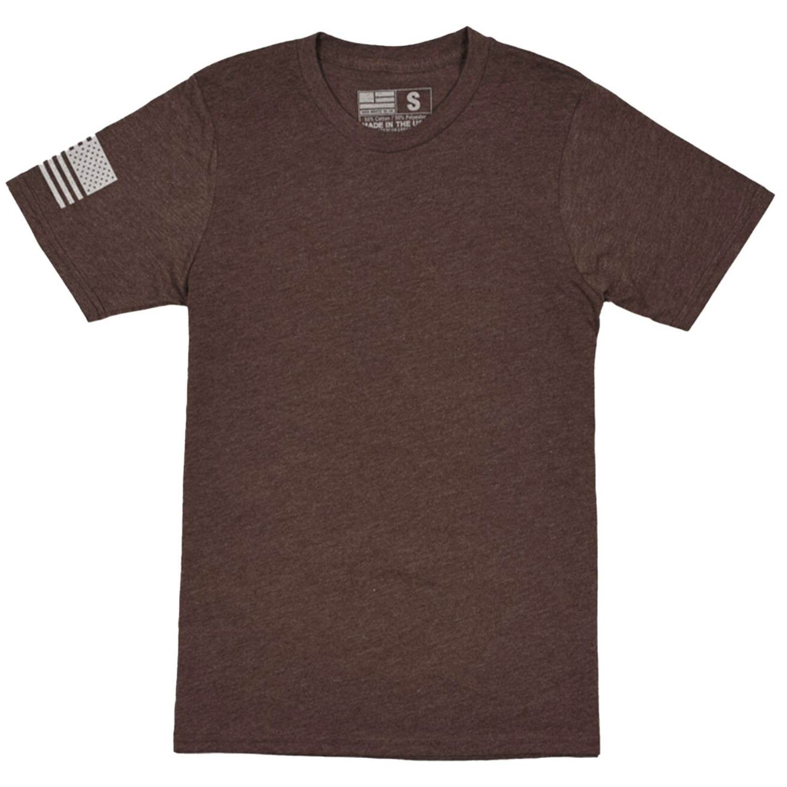 Everyday Patriotic American Flag on Sleeve T-Shirt | Made in USA Brown