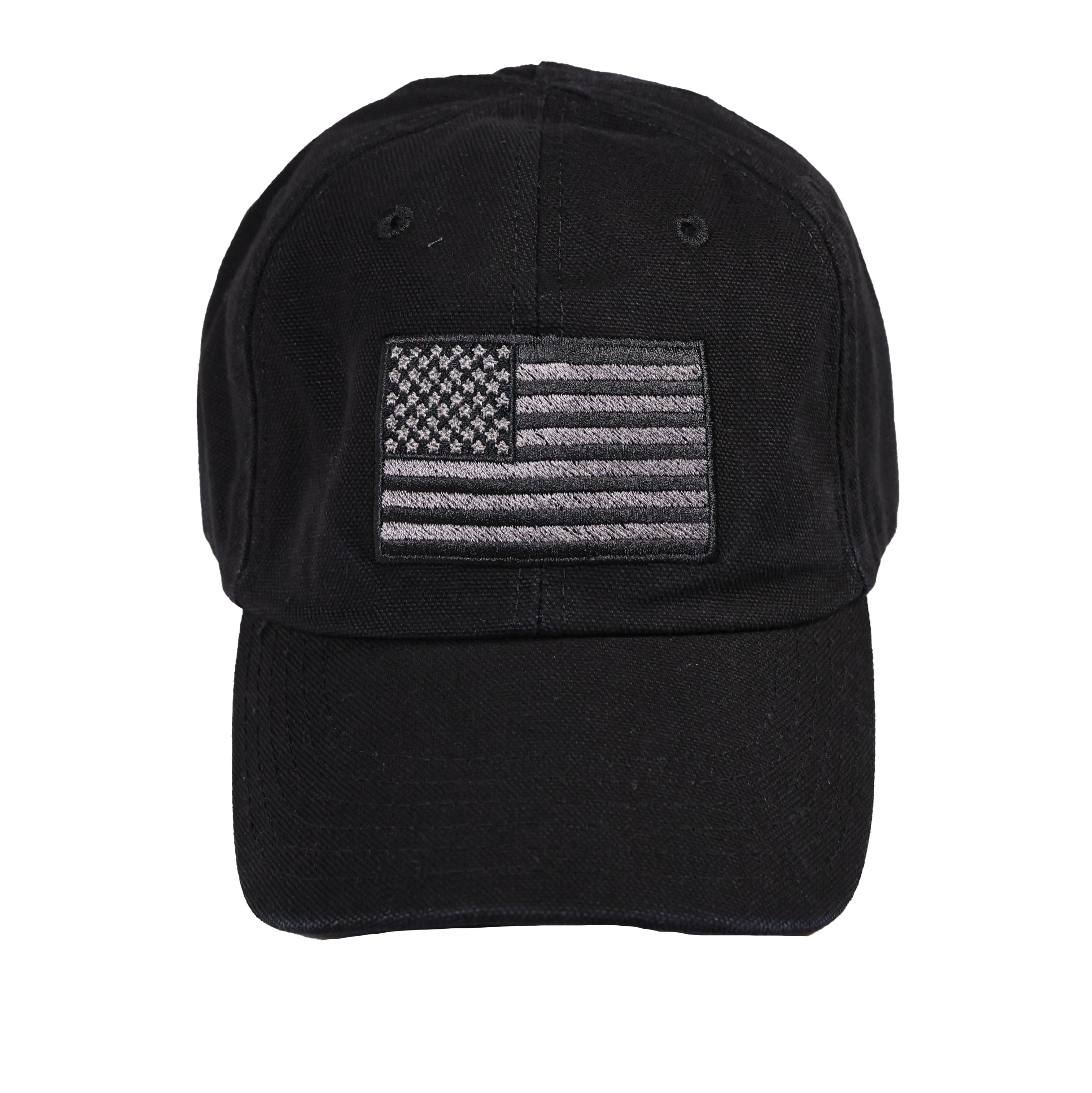 American Flag Black Heavyweight Duck Canvas Ranch Hat Made In USA Front View