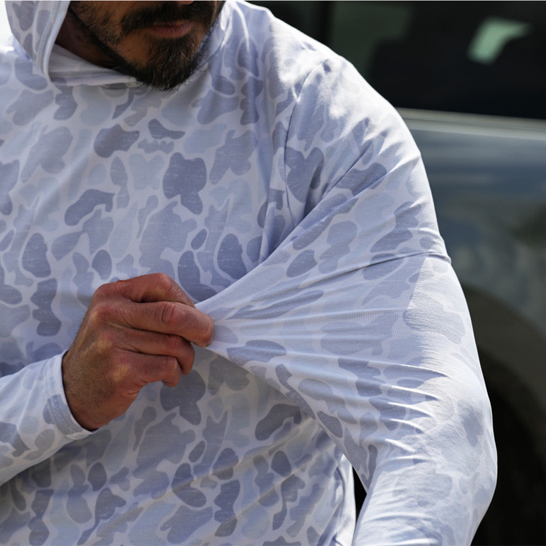 Fishing UPF sun hoodie stretch fabric
