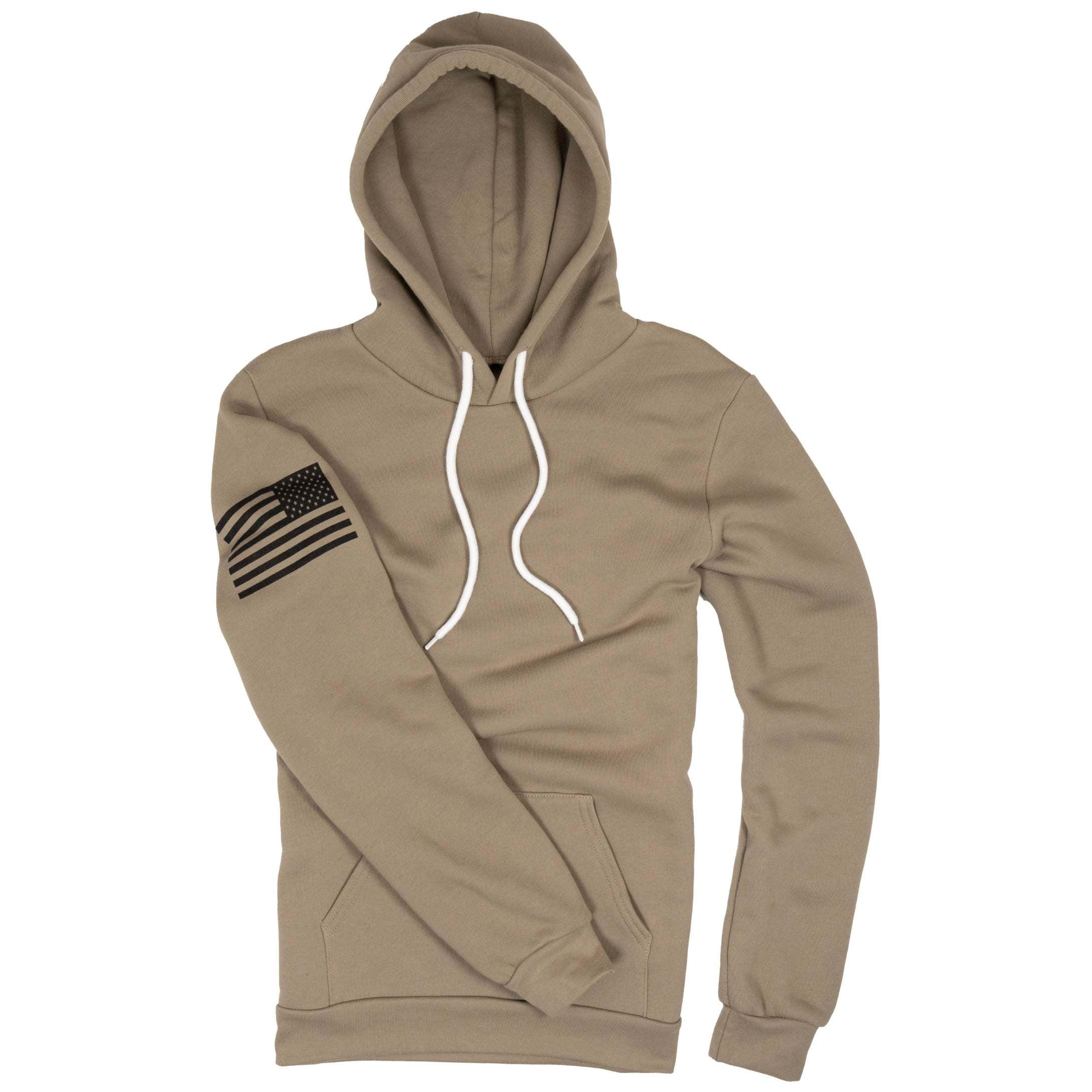 Made in USA Everyday Patriotic Flag Hoodie Walnut tan coyote