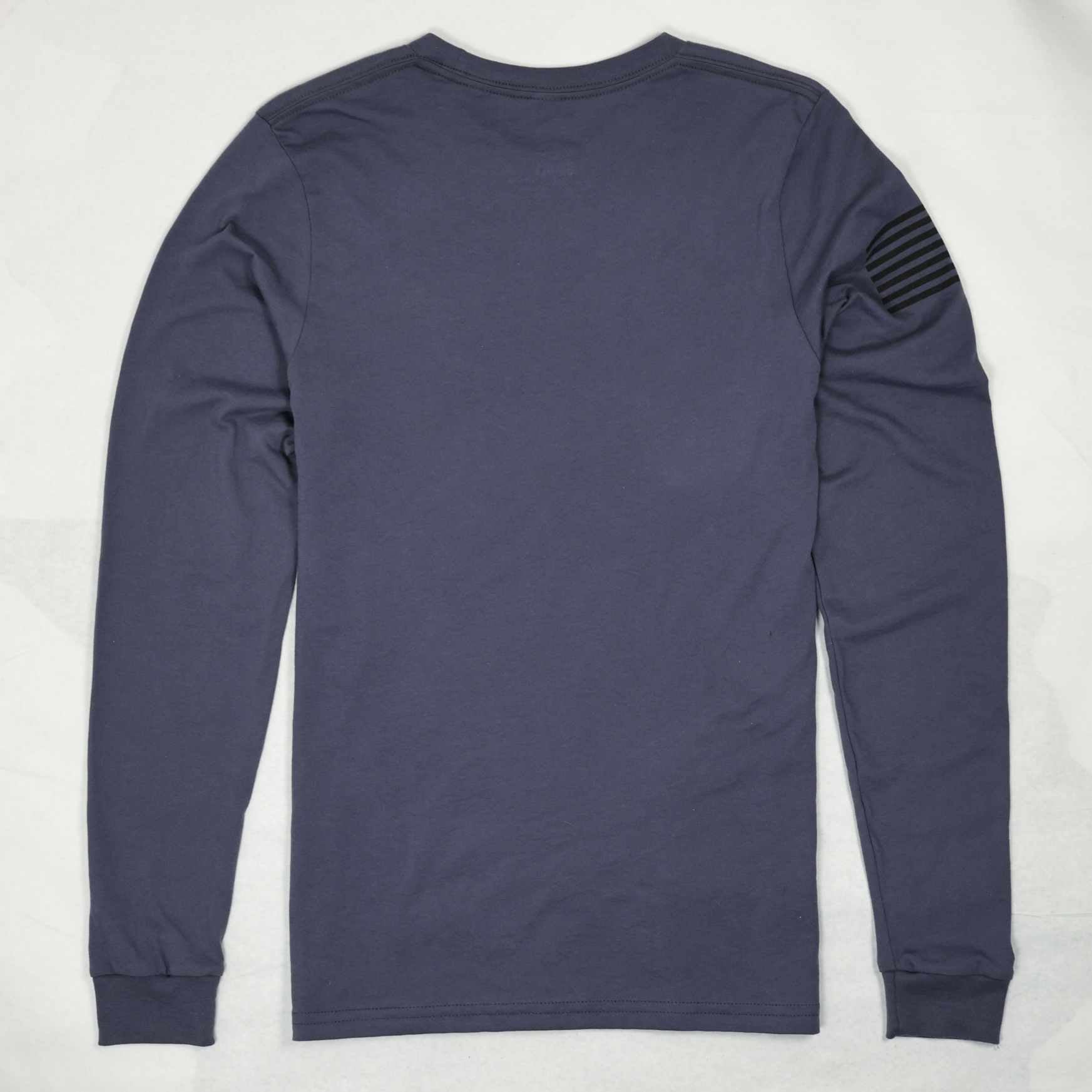 American Made Long Sleeve Patriotic Flag on Sleeve 50/50 Poly Cotton Blend Made in USA - Charcoal gray