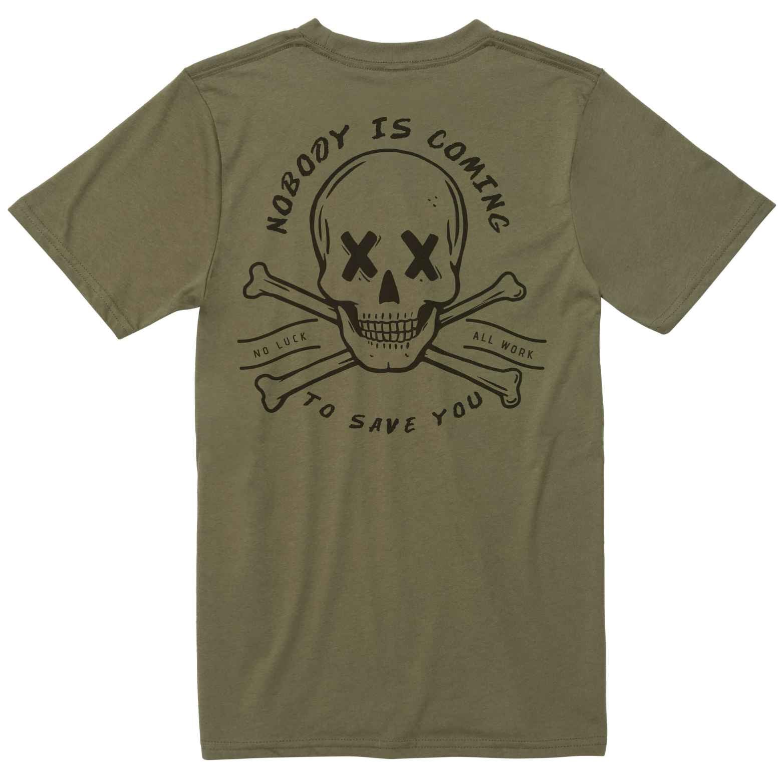 Men's Nobody Is Coming to Save You T-Shirt / Made in USA back: military