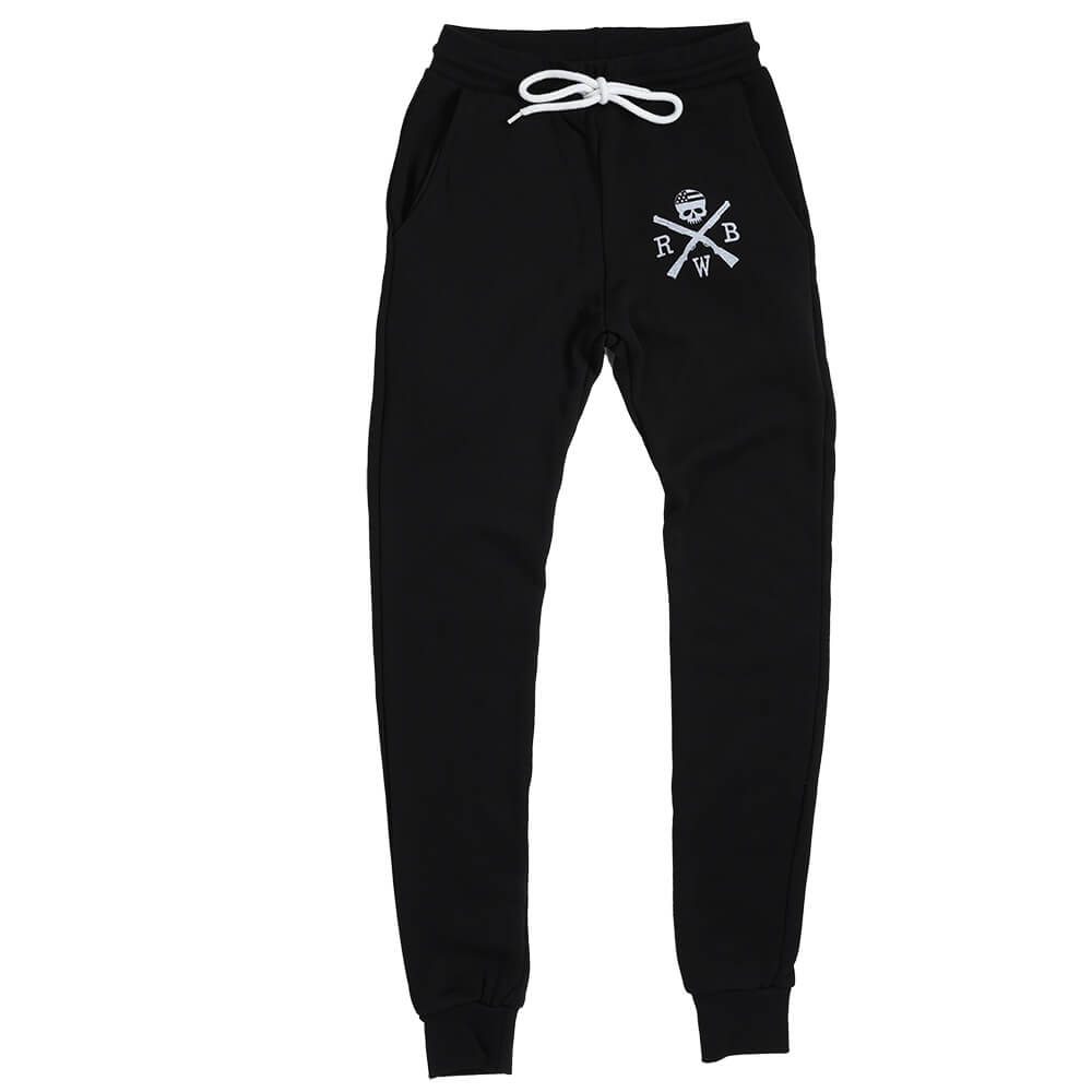 Women's Casual Everyday Custom American Made Patriotic Jogger Sweatpants | Made in USA (Black)