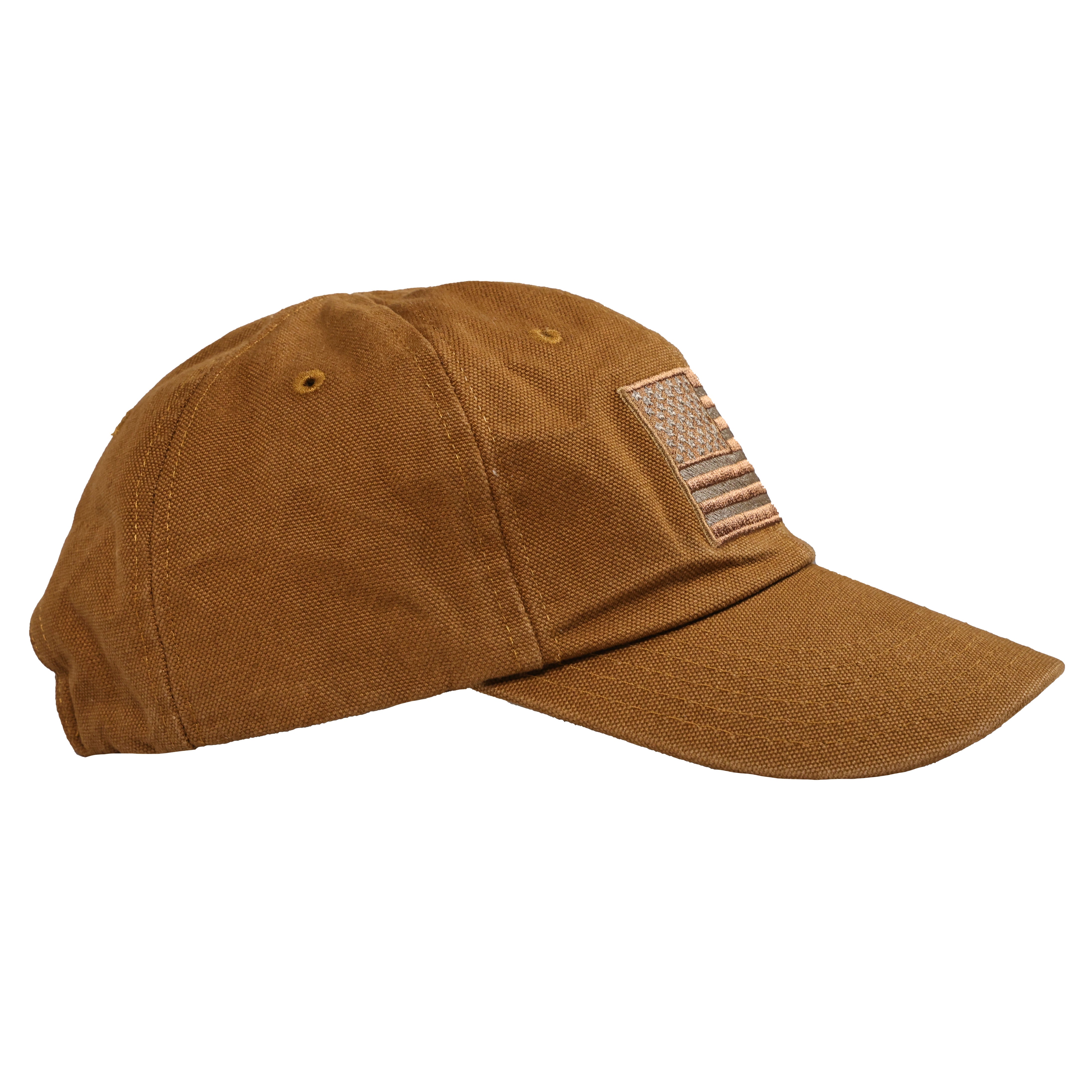 Patriotic Flag on a Heavyweight Ranch Hat/ Red White Blue Apparel Made in USA (Workwear Brown) Side View