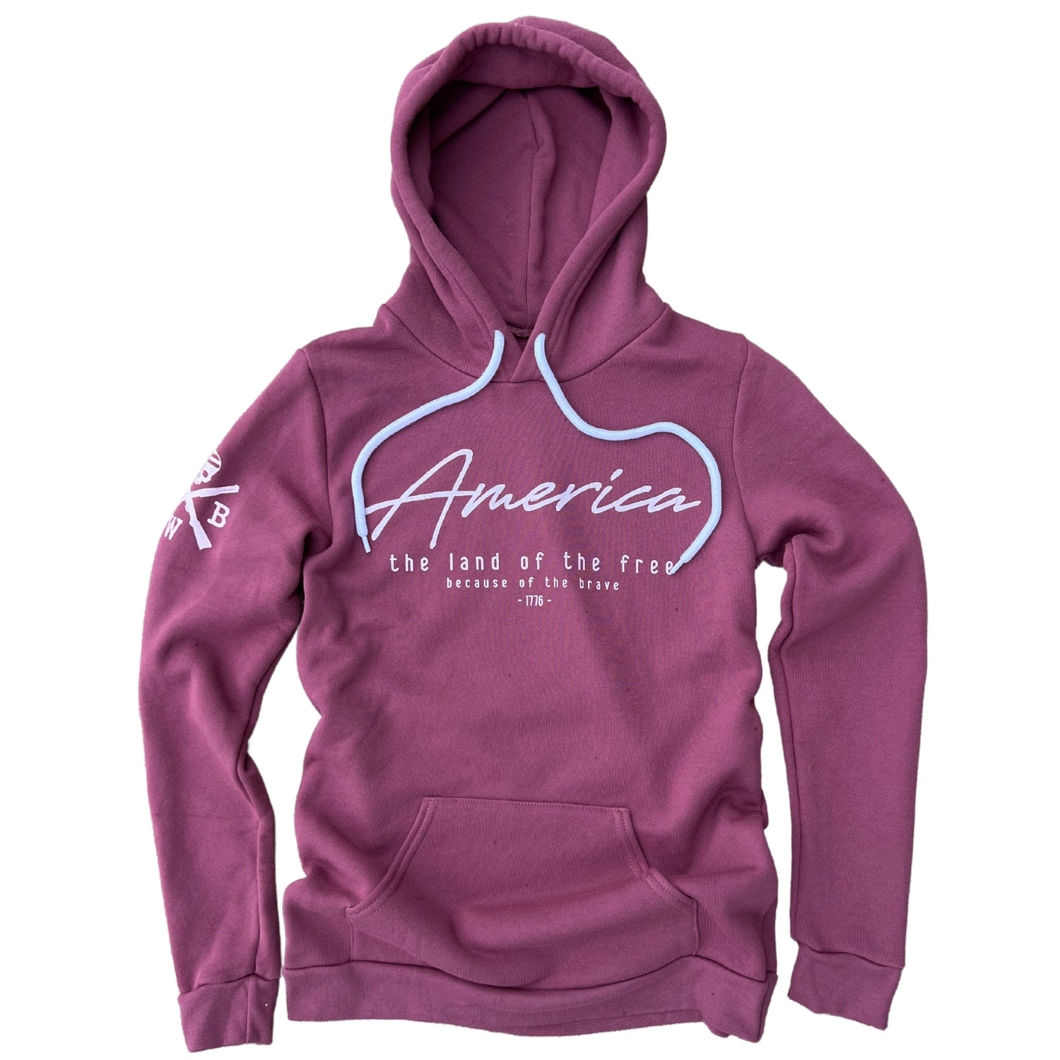 Women's Vintage America Home Of The Brave Patriotic Hooded Sweatshirt /Made in USA