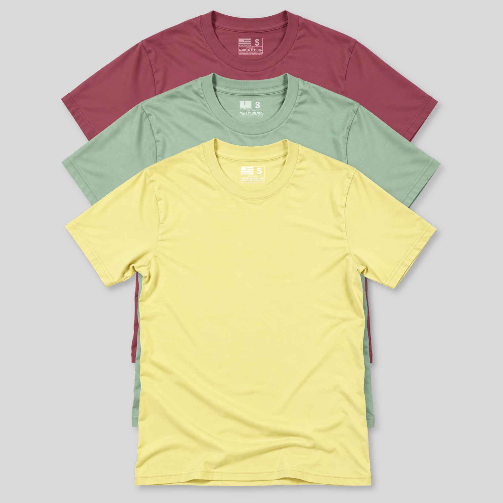 Made In USA Cotton Everyday T-Shirt | 3 Pack Colors