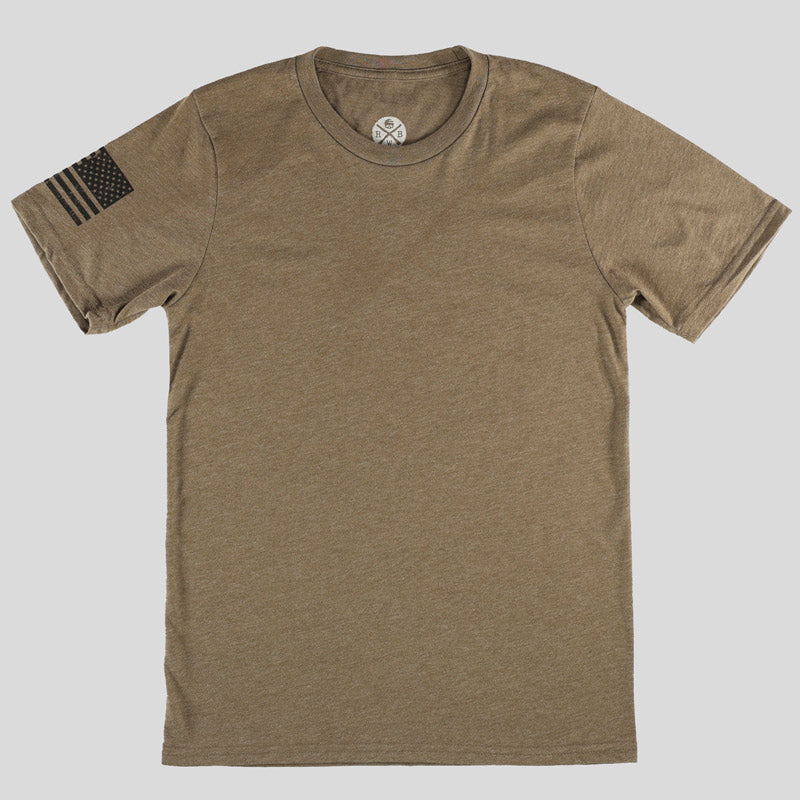 Everyday Patriotic American Flag on Sleeve T-Shirt  | Made in USA  Coffee