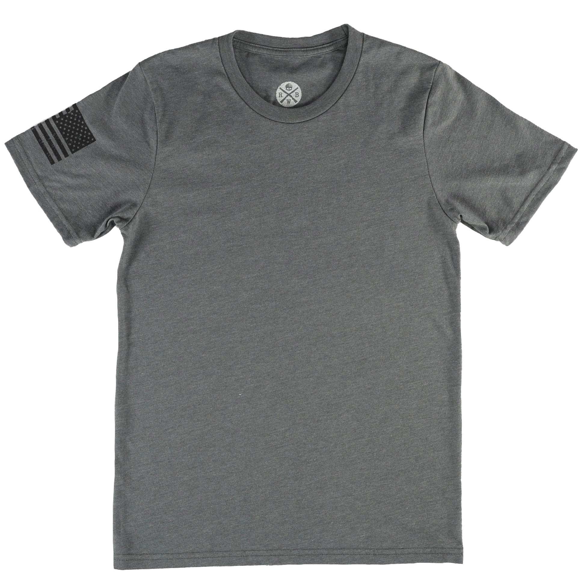 Everyday Patriotic Flag on Sleeve T-Shirt  | Made in USA  heather asphalt