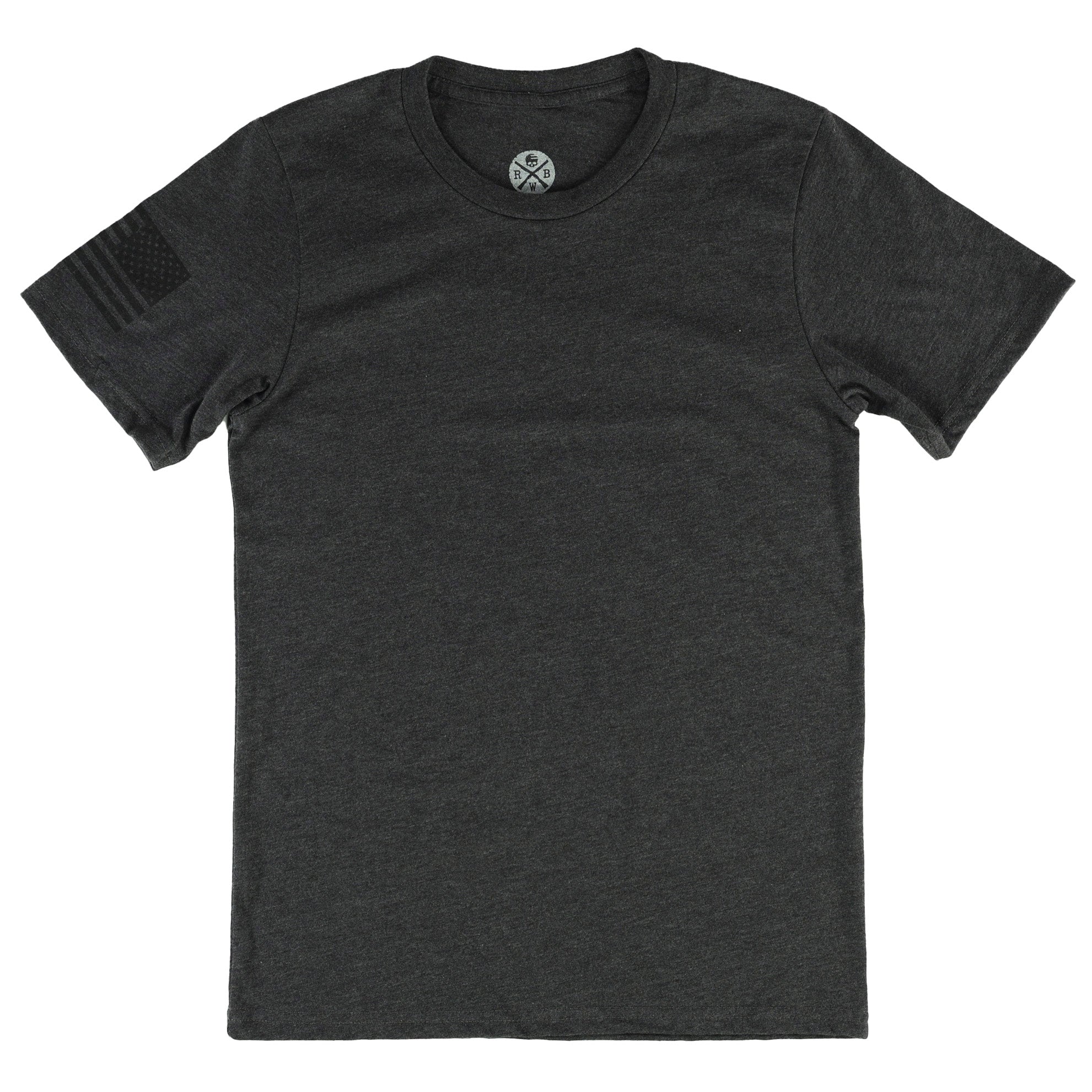 Everyday Patriotic Flag on Sleeve T-Shirt  | Made in USA heather black