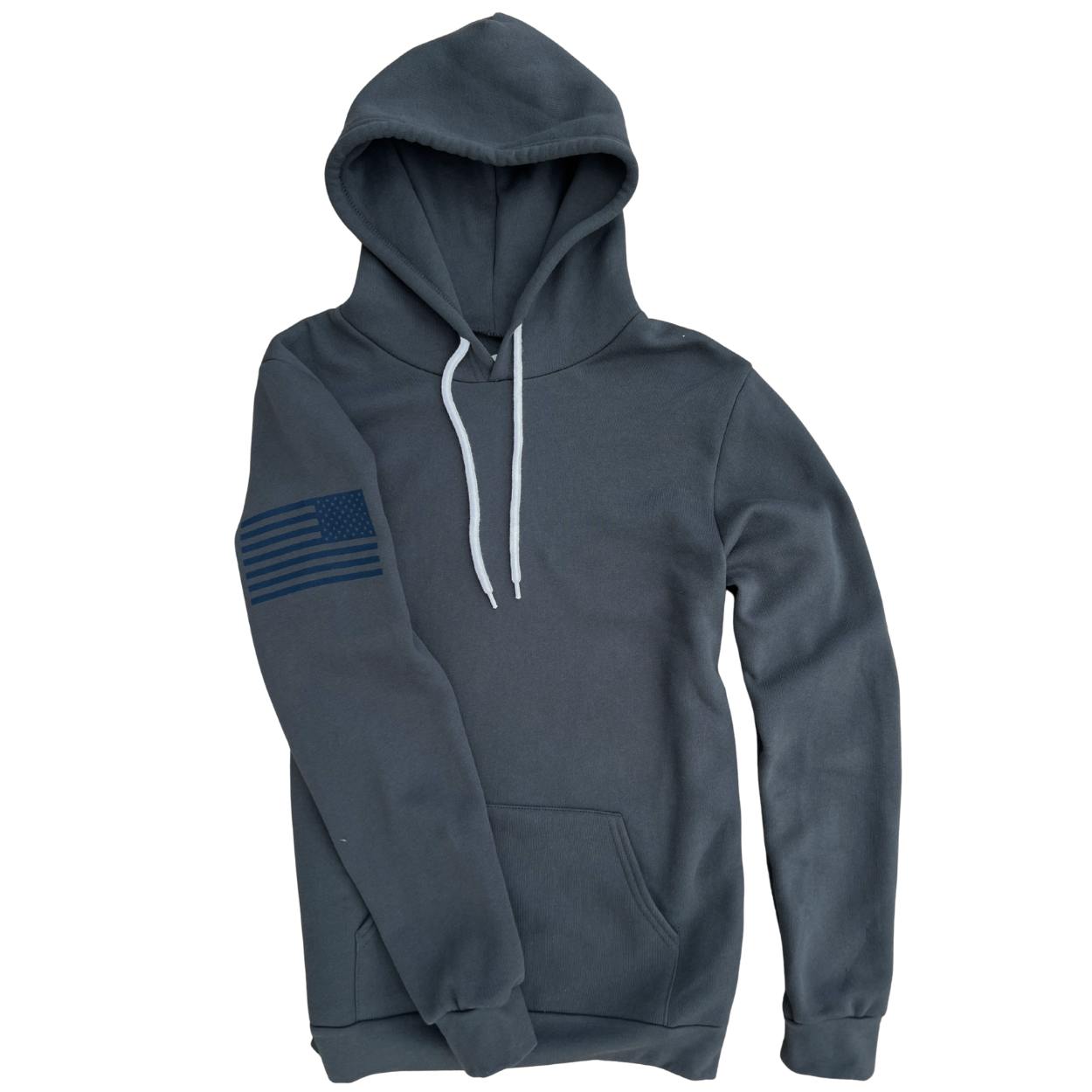 Made in USA Everyday Patriotic Flag Hoodie  Asphalt