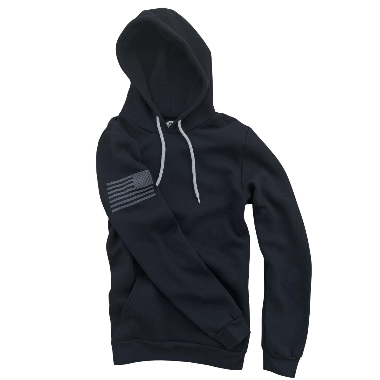 Made in USA Everyday Patriotic Flag Hoodie   Black