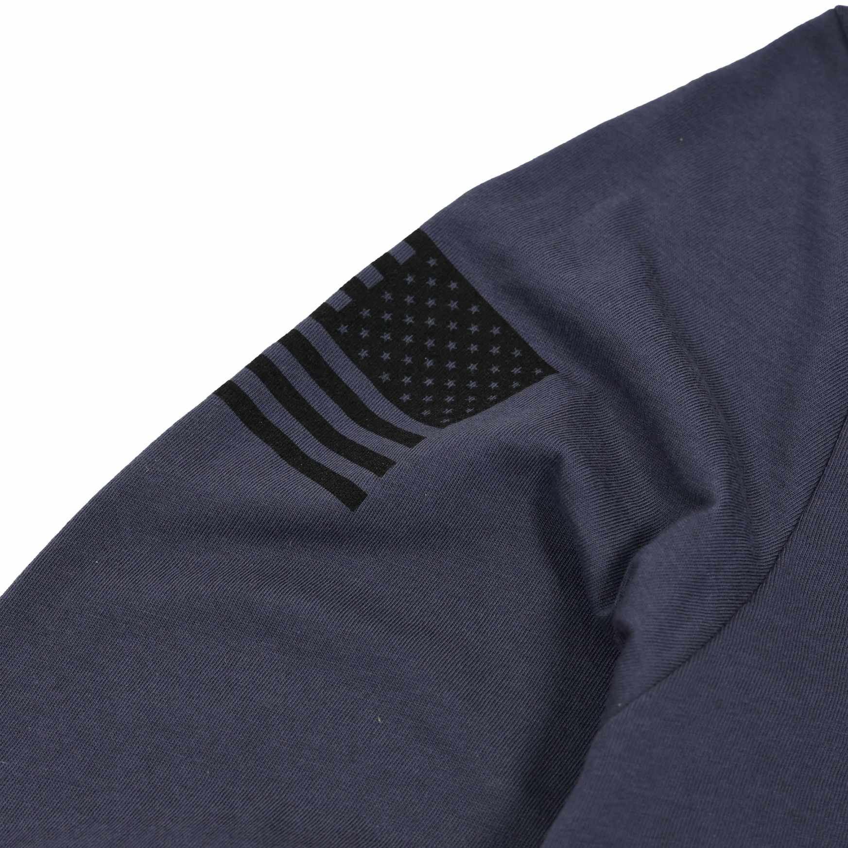 American Made Long Sleeve Patriotic Flag on Sleeve  50/50 Poly Cotton Blend Made in USA - Charcoal gray
