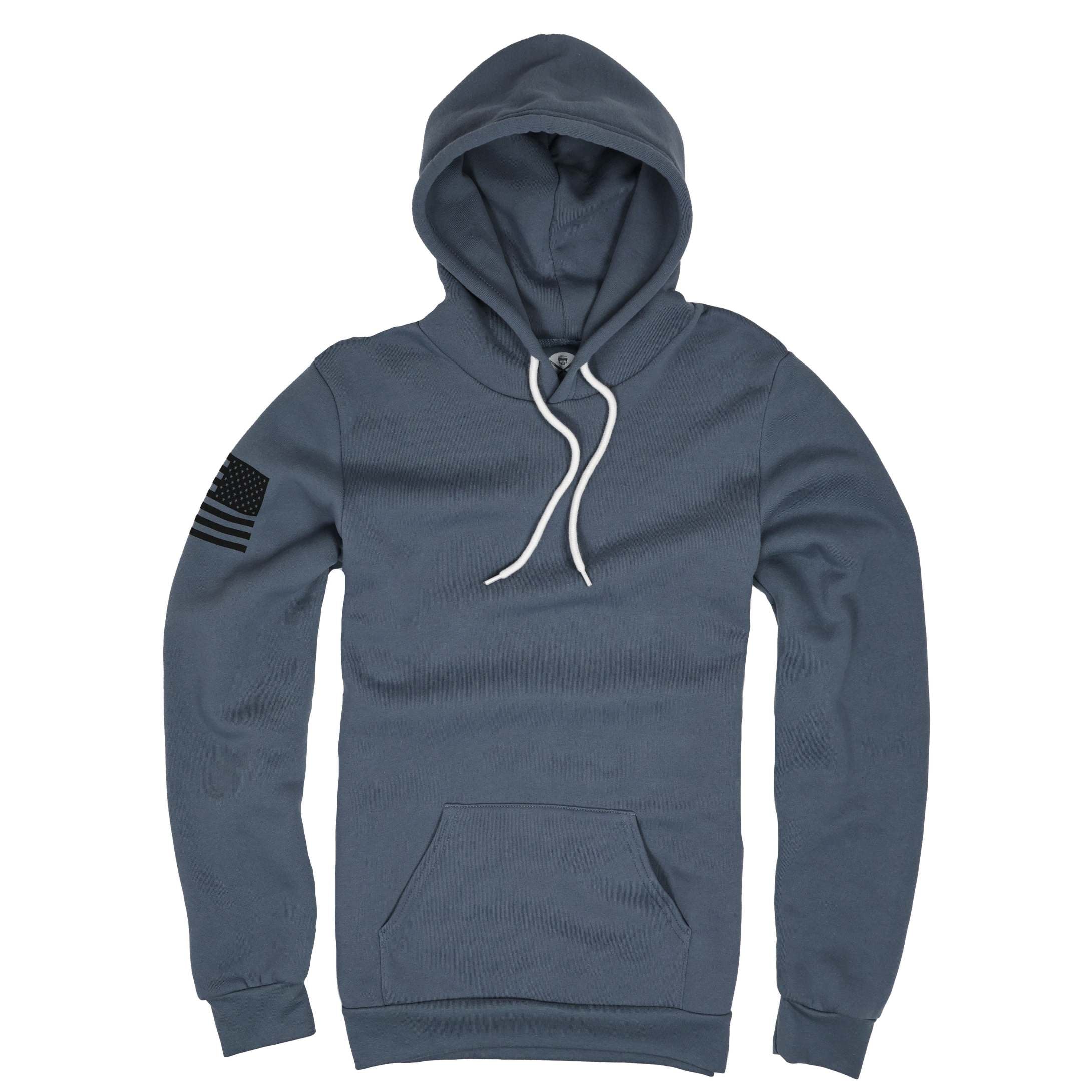 Made in USA Everyday Patriotic Flag Hoodie  Sea Blue