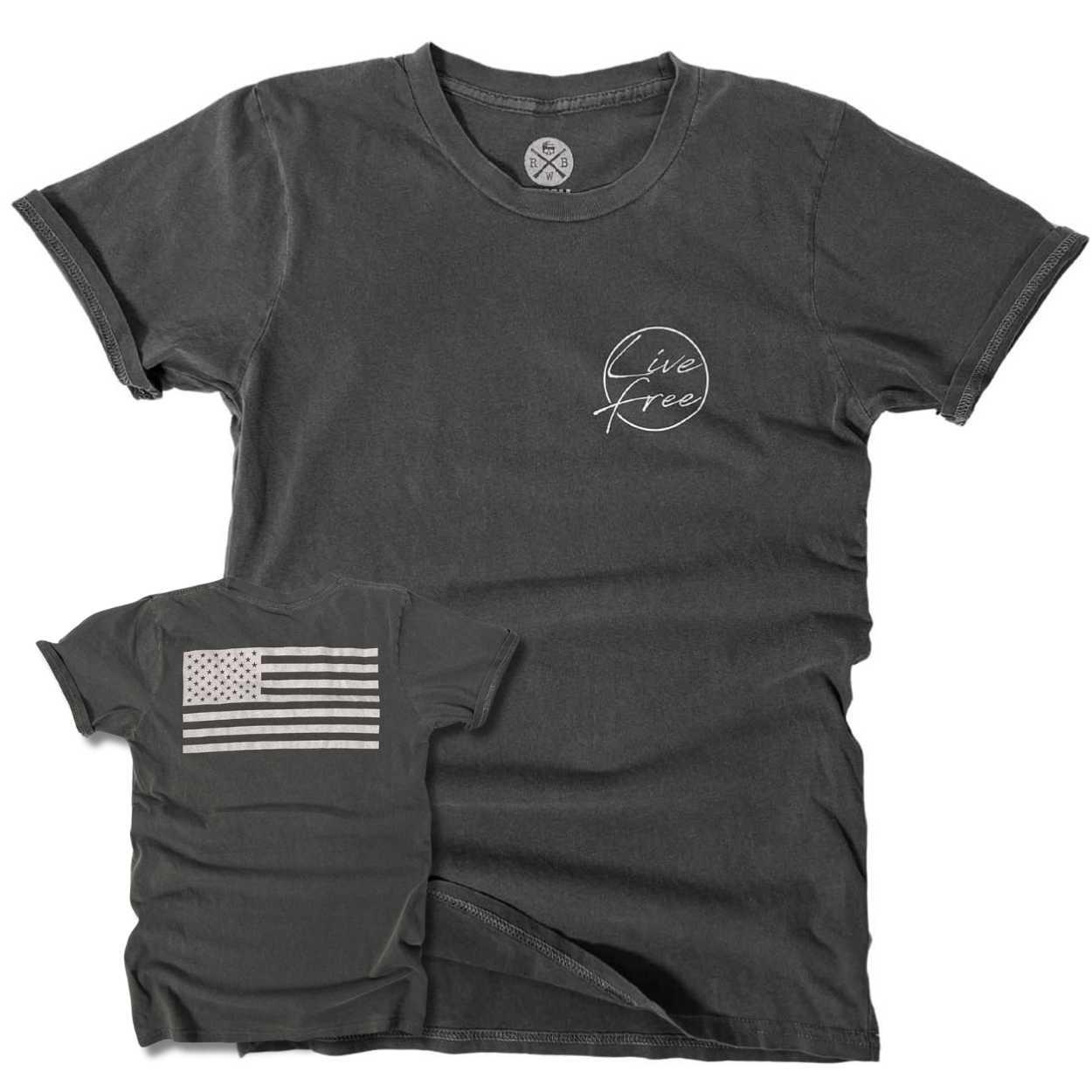 Women's Patriotic Live Free American Flag T-Shirt | American Made -  Charcoal