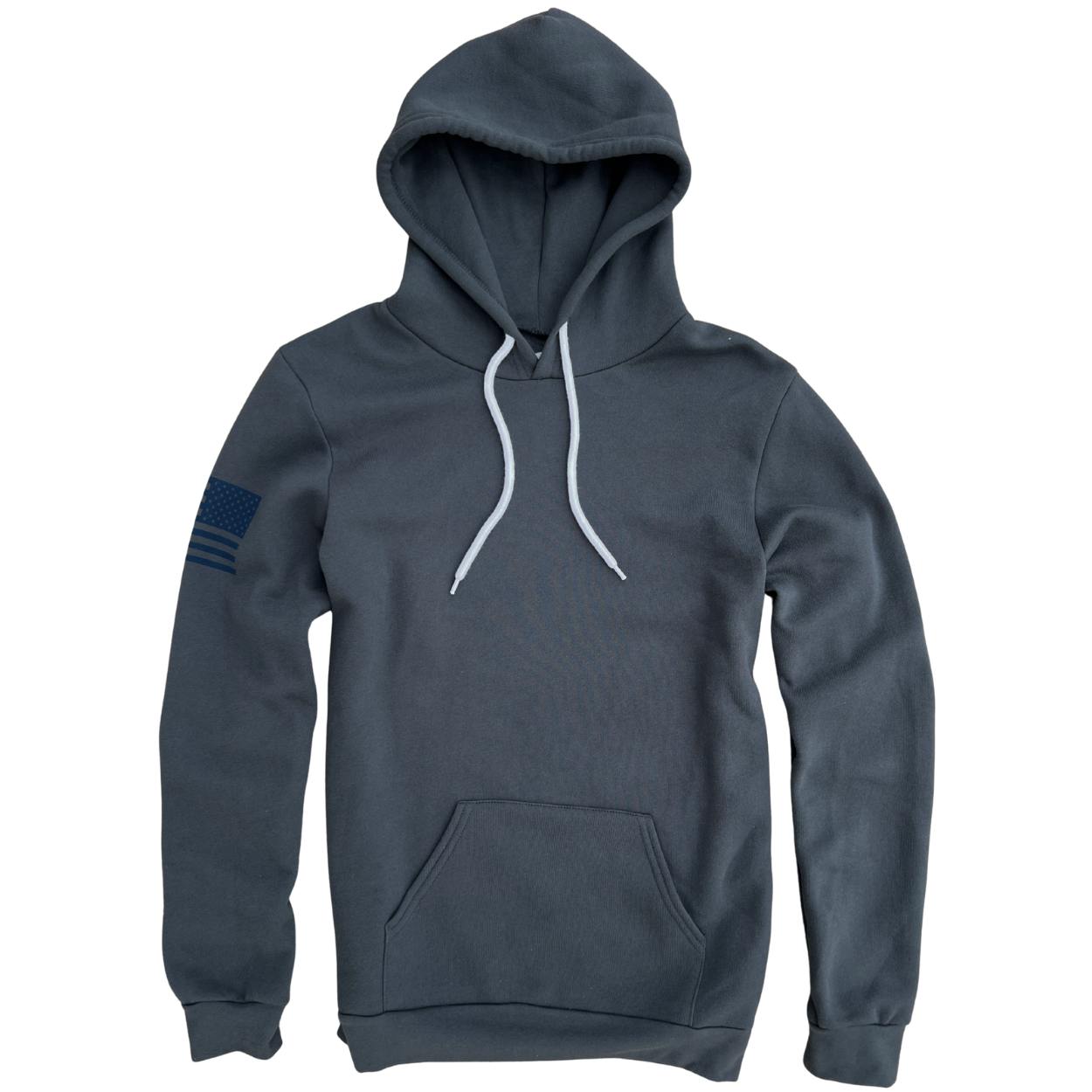 Made in USA Everyday Patriotic Flag Hoodie  Asphalt