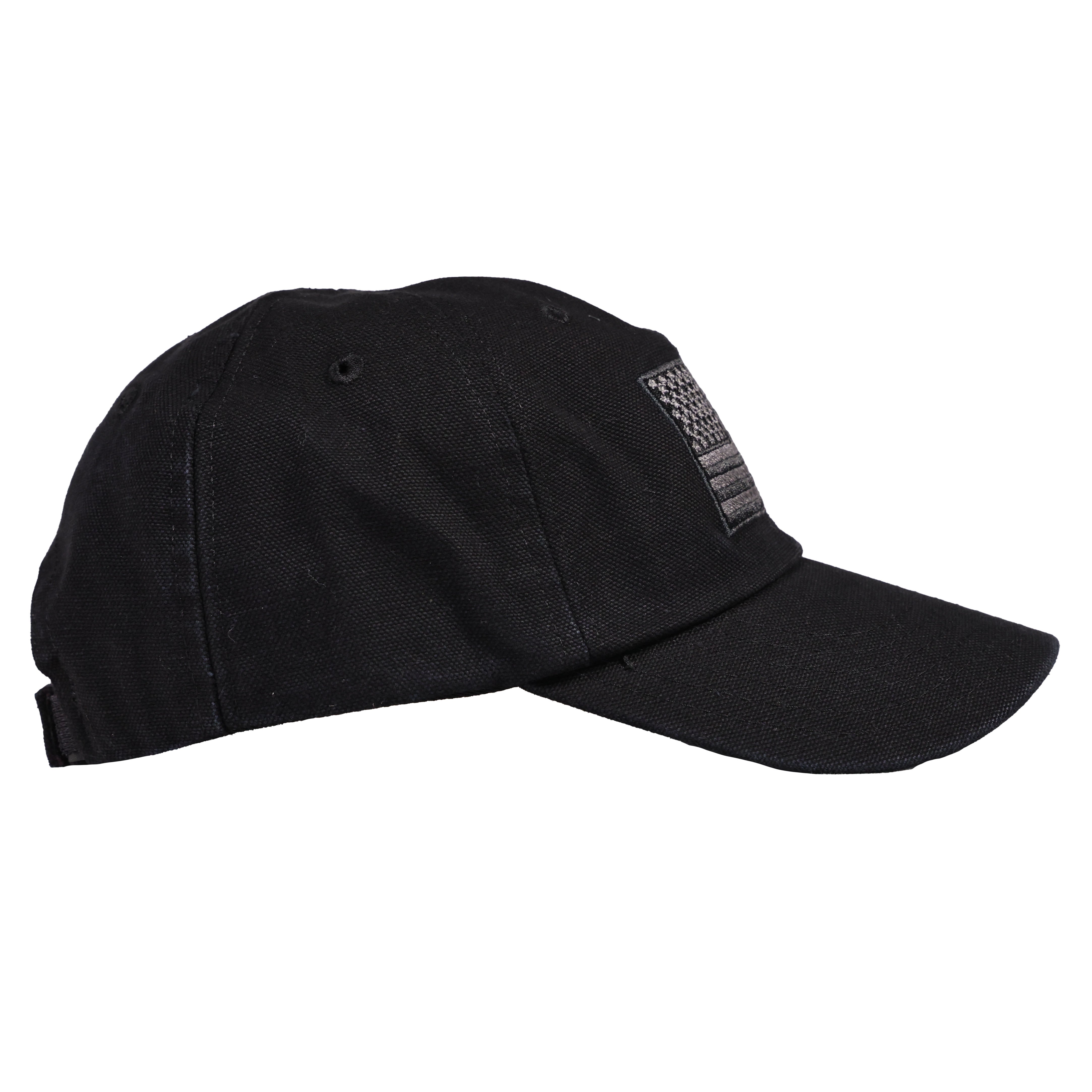 Patriotic Flag on a  Heavyweight Ranch Hat/ Red White Blue Apparel Made in USA (Black)  Side View