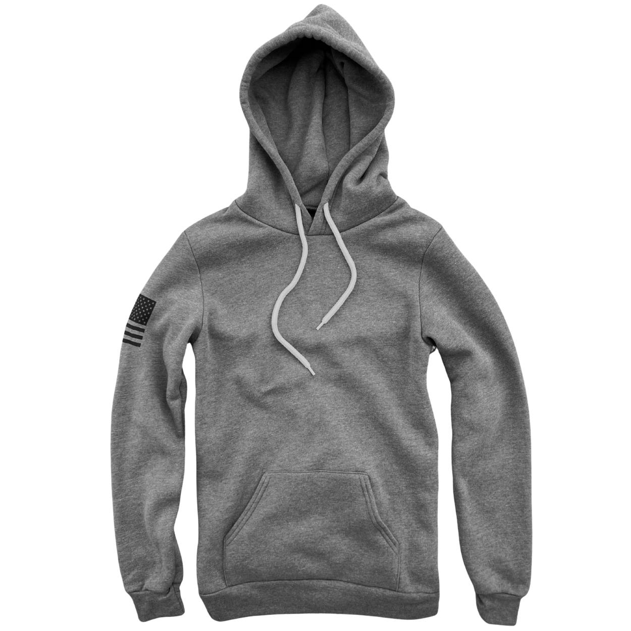 Made in USA Everyday Patriotic Flag Hoodie  Gray
