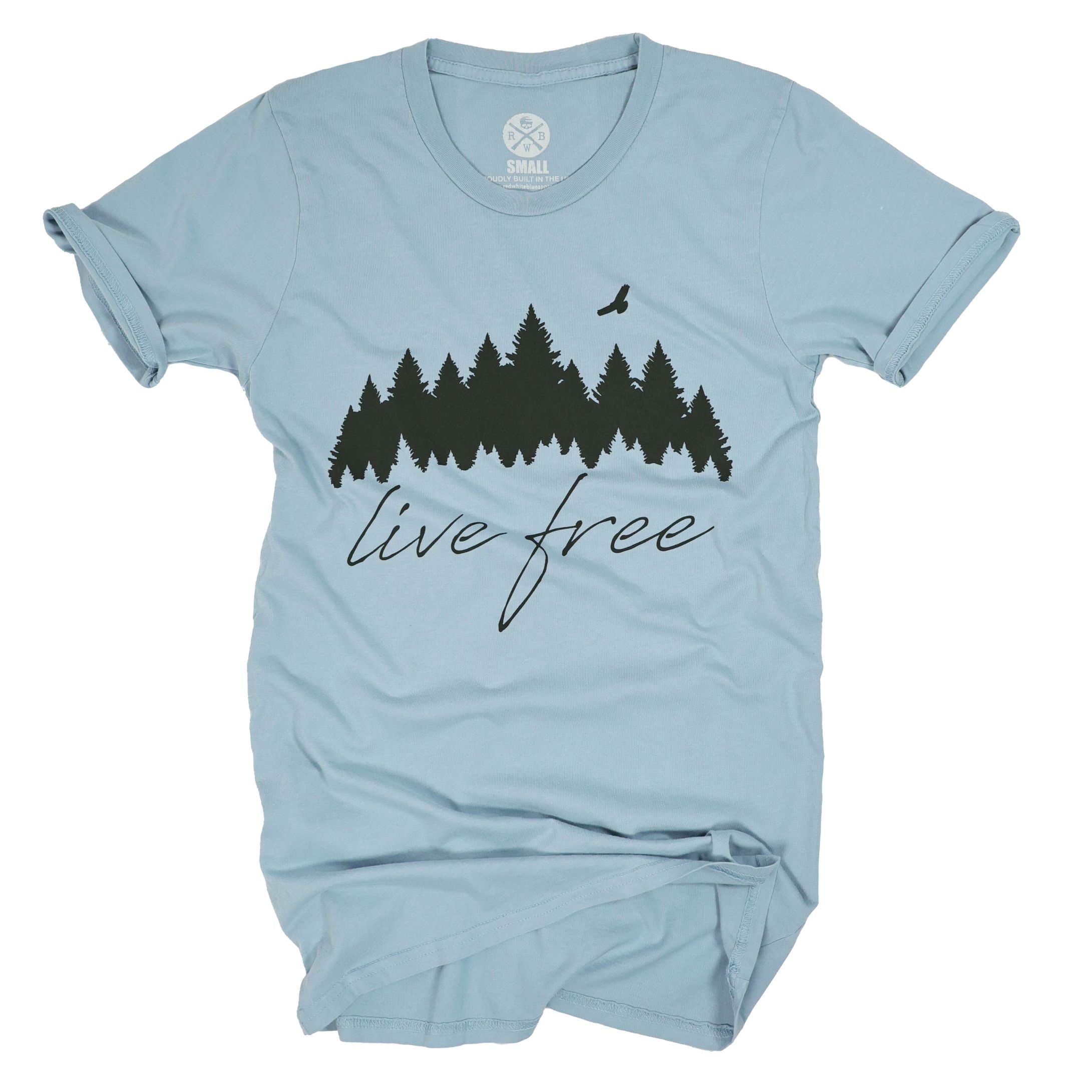 Women's American Made Wild & Live Free T-Shirt | Made in USA  (Sky Blue)