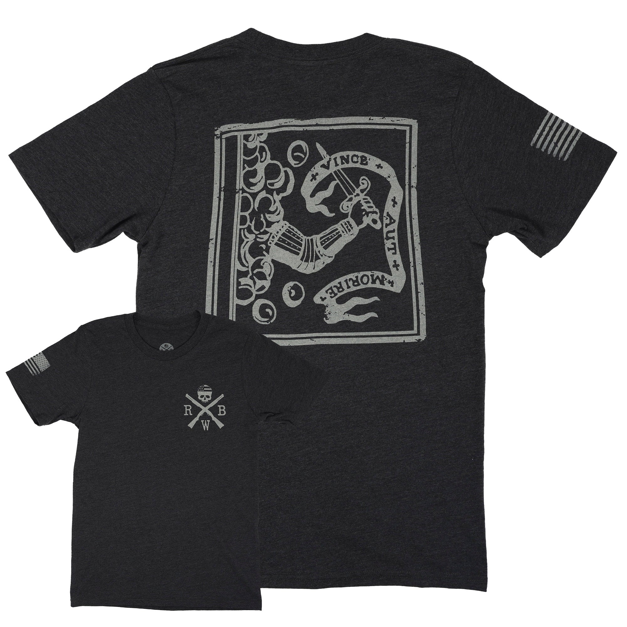 Men's Bedford Flag Conquer or Die Tri-Blend T-Shirt (Heather Black)