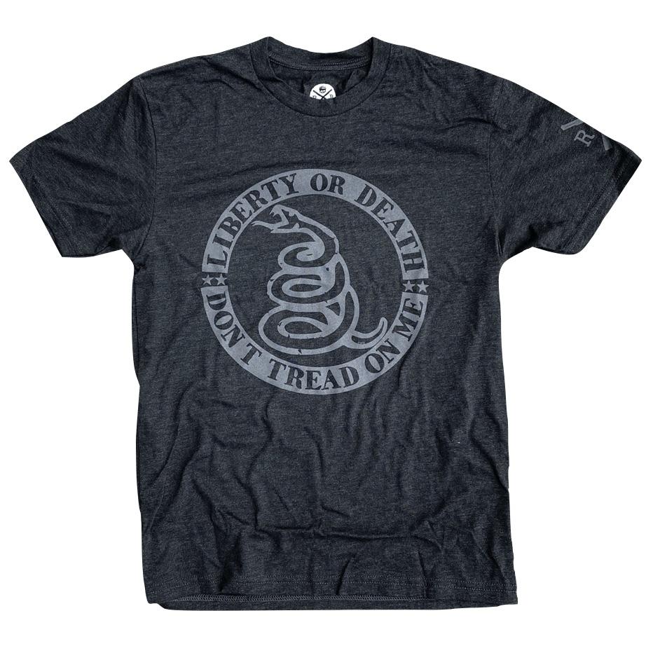 Men's Patriotic Don't Tread On Me Liberty or Death Patriotic T Shirt (Black) / Made in USA