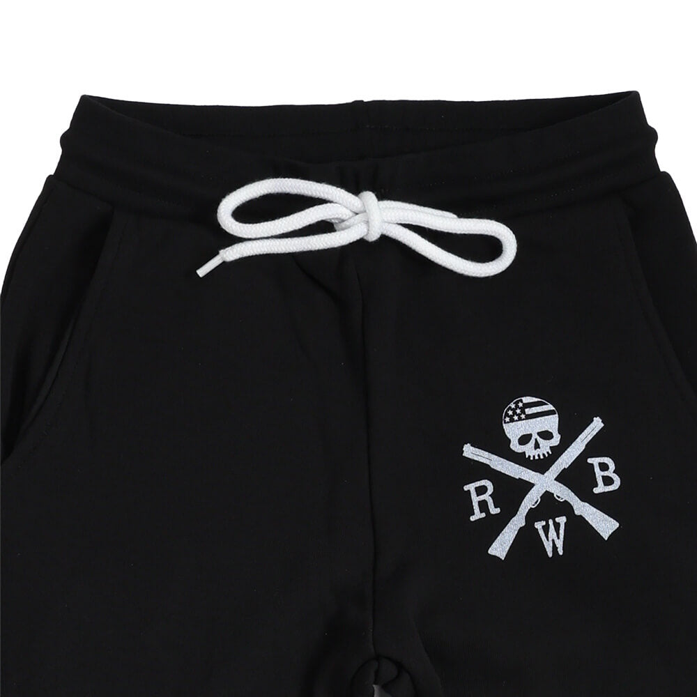 Women's Casual Everyday Custom American Made Patriotic Jogger Sweatpants | Made in USA  (Black)wasteband
