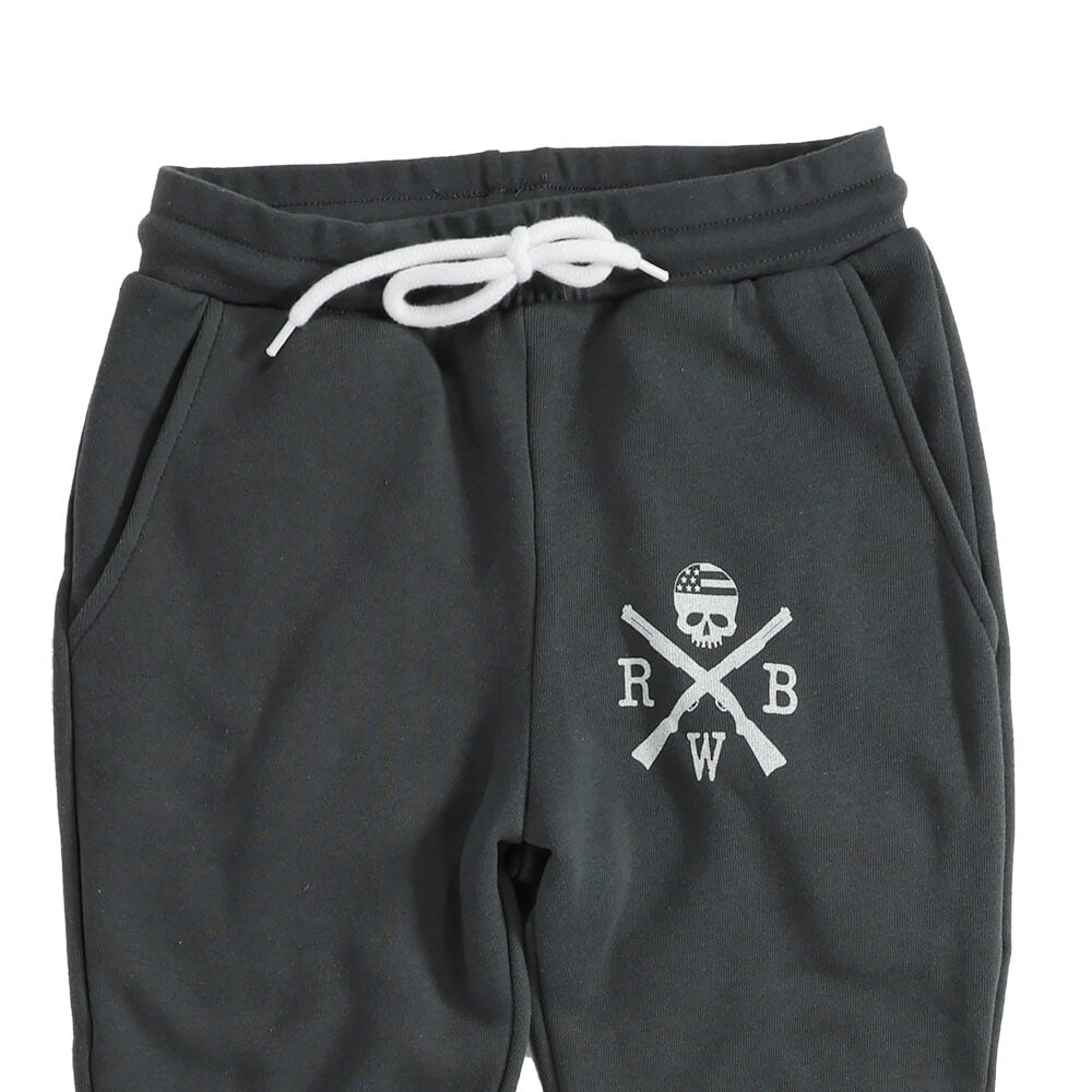 Women's Casual Everyday Custom American Made Patriotic Jogger Sweatpants | Made in USA  (Charcoal) waistband