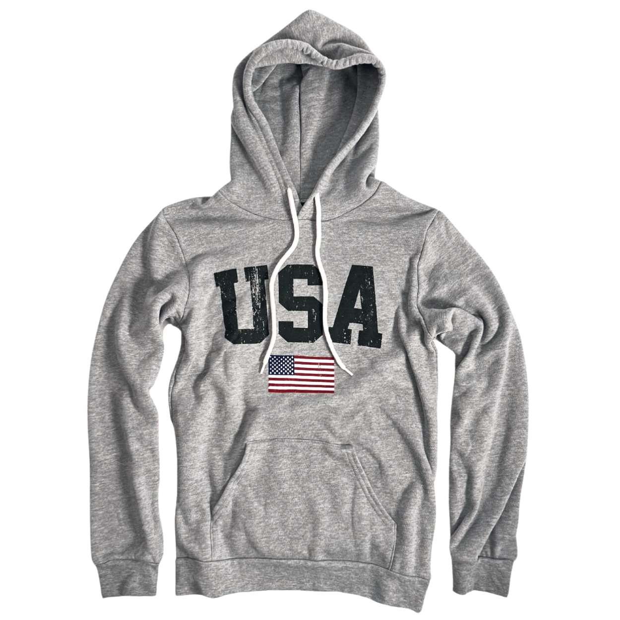 Women's Patriotic Block USA American Flag Pullover Hooded Sweatshirt / Made in USA