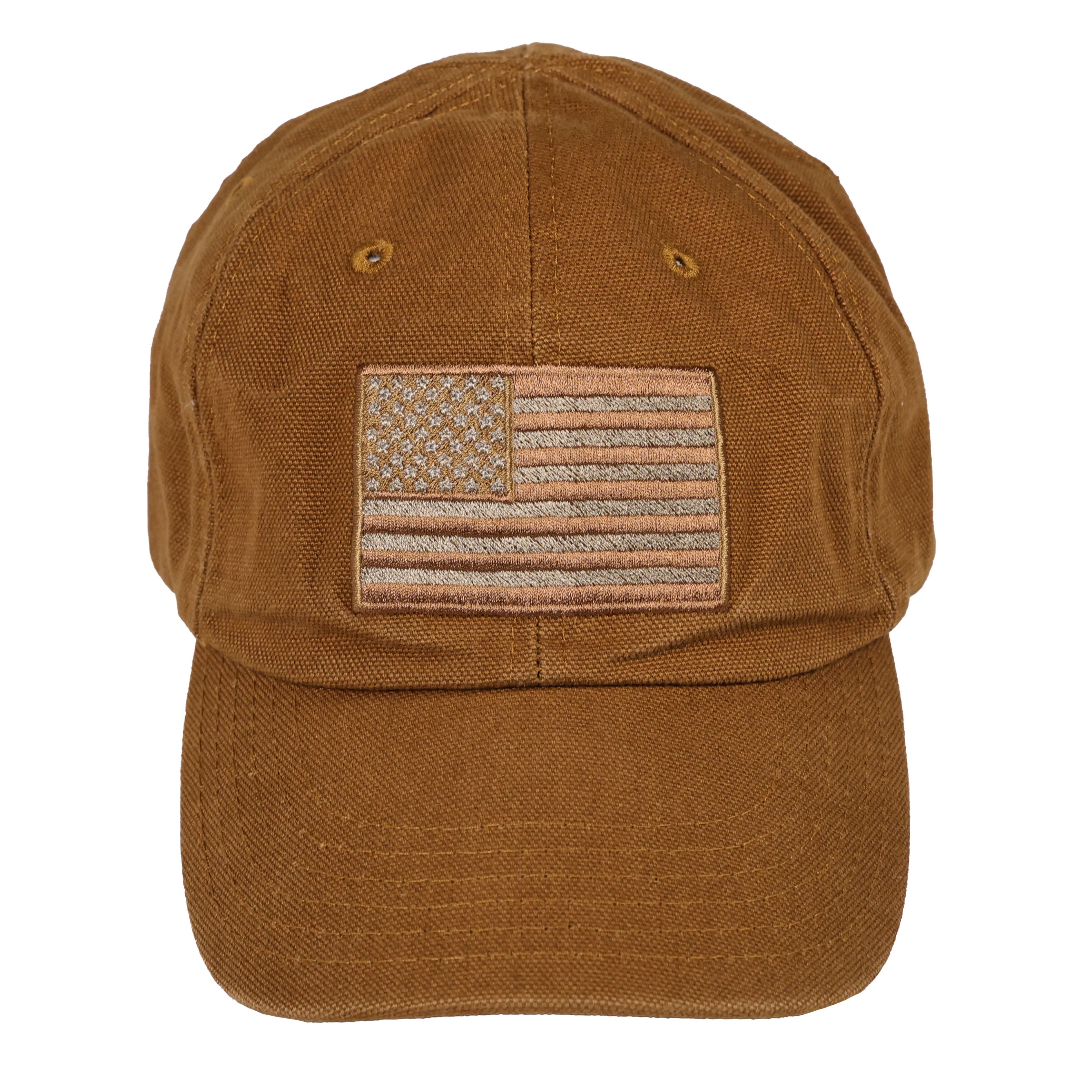 Workwear Brown Heavyweight  Duck Canvas Ranch Hat Made IN USA American Flag  Front View
