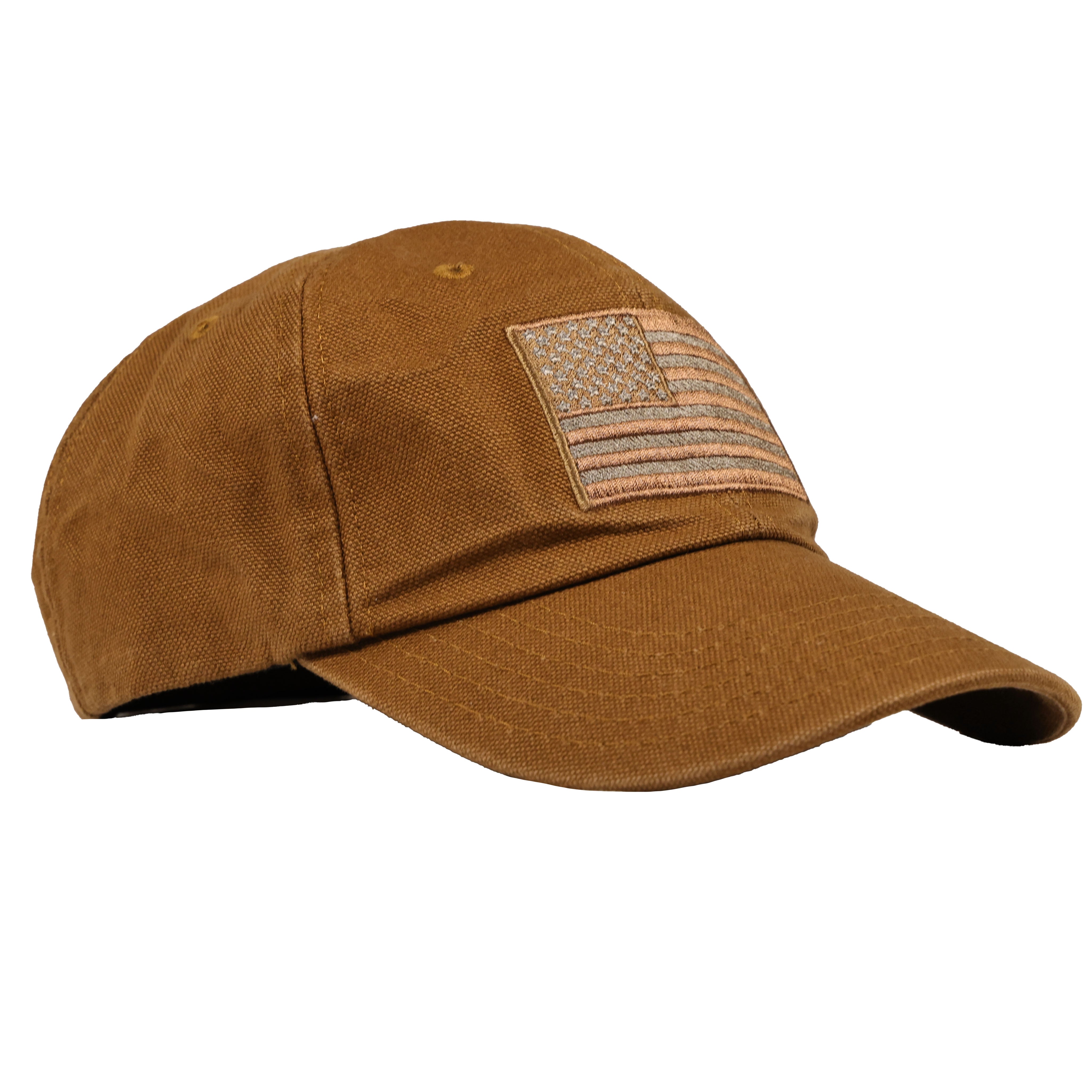 Patriotic Flag on a  Heavyweight Ranch Hat/ Red White Blue Apparel Made in USA (Workwear Brown)
