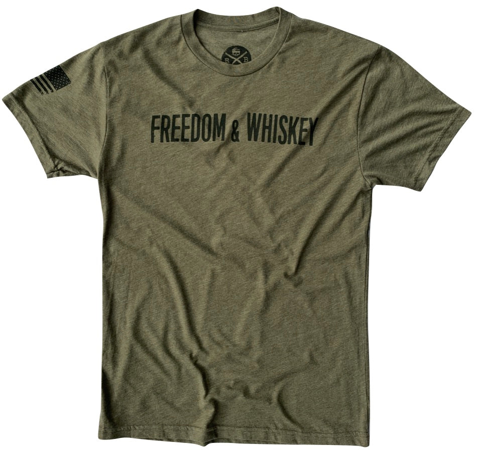 Men's Freedom & Whiskey Patriotic American T-Shirt / Made in USA
