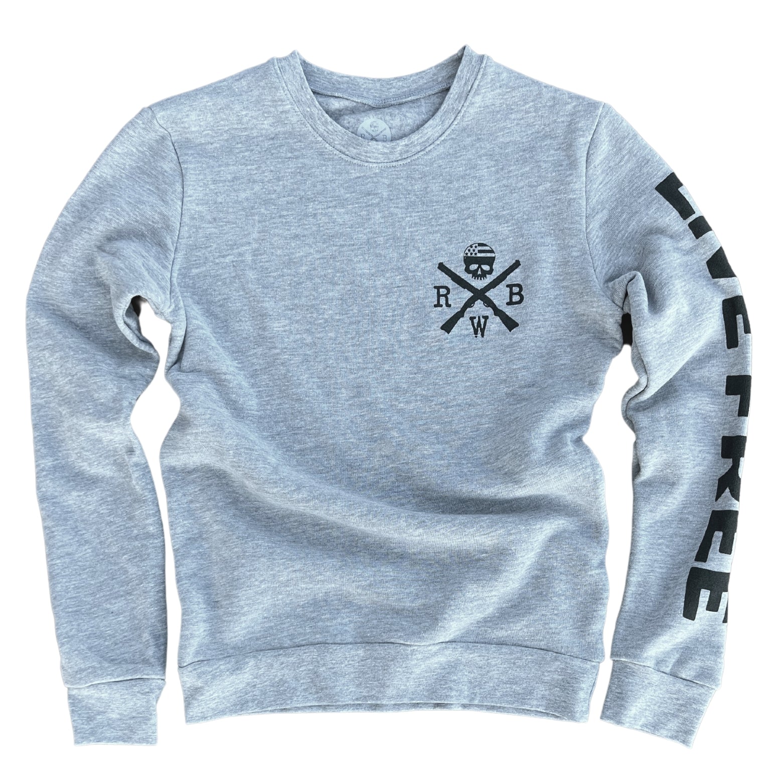 Women's Patriotic Live Free crewneck |Made in USA (gray)