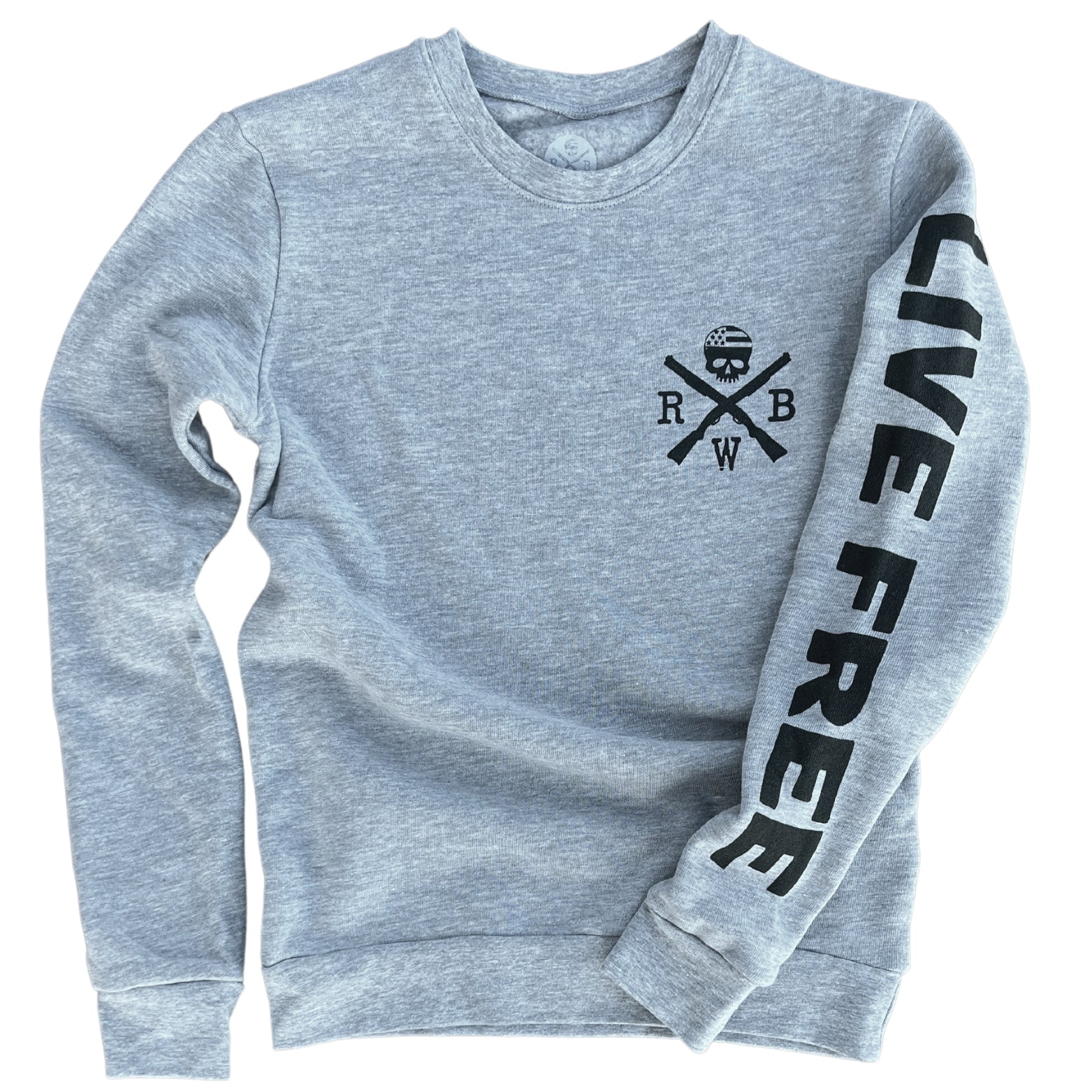 Women's Patriotic Live Free crewneck |Made in USA (gray)